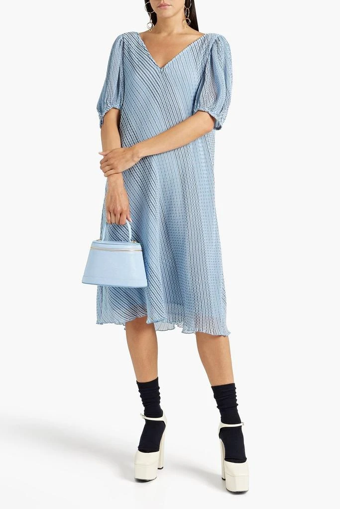 GANNI Pleated striped chiffon dress 2