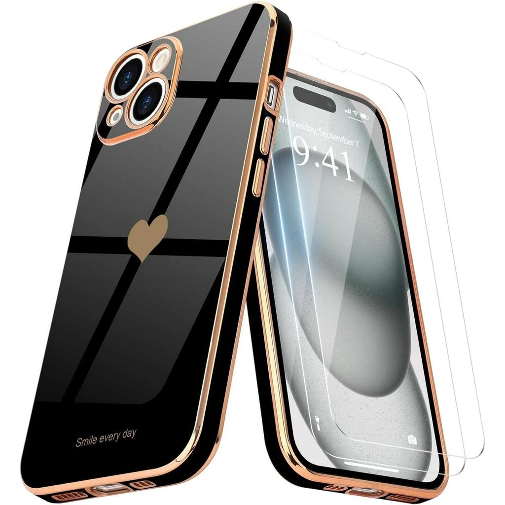 ENTRONIX Entronix Bundle Compatible with iPhone 14 - [Flexible] Glossy Heart Case 
2 Clear Screen Protectors 8