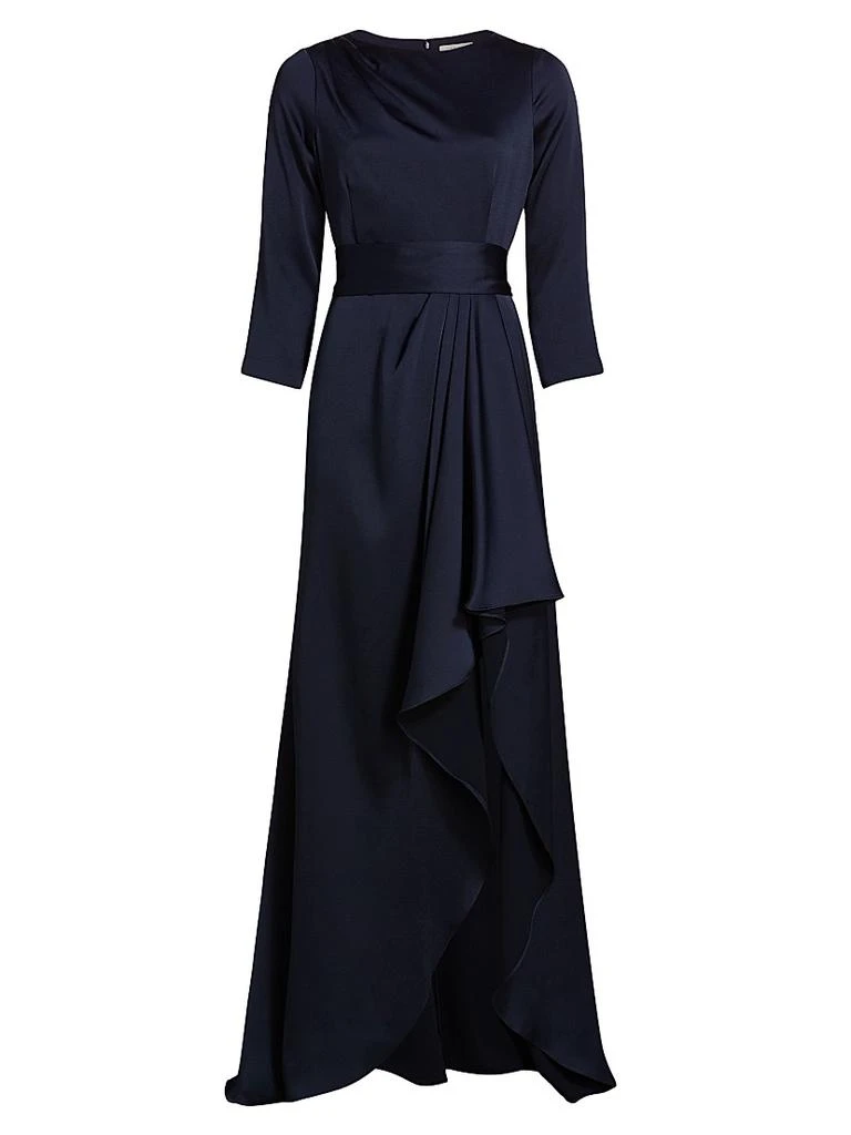 Draped Sash High-Low Gown  On Sale Now with Up to 70% Off | Discover  Exclusive Deals & Savings at BeyondStyle  Authentic Teri Jon high-low &  asymmetrical|fit & flare|women's|three-quarter sleeve|modern|Women's|dresses|women-owned  or