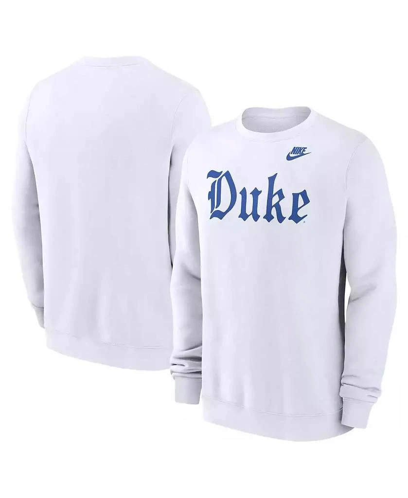 NIKE Men's White Duke Blue Devils Old English Pullover Sweatshirt 1