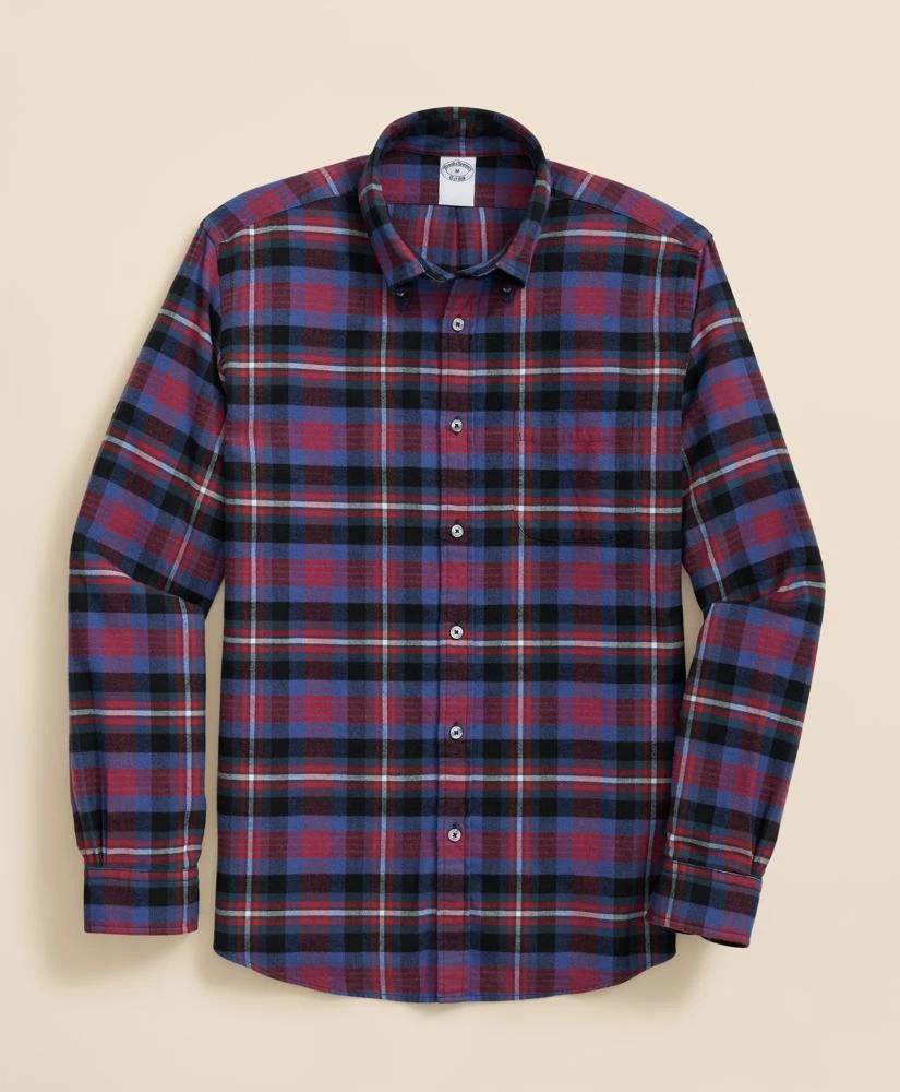 Brooks Brothers Portuguese Flannel Polo Button Down Collar, Bright Plaid Shirt