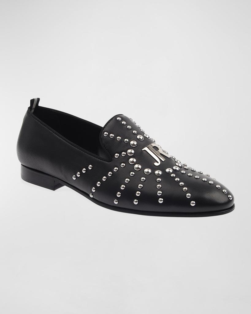 John Richmond Men's Studded Logo Leather Loafers