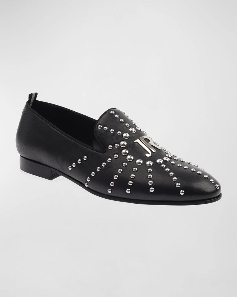 John Richmond Men's Studded Logo Leather Loafers 2