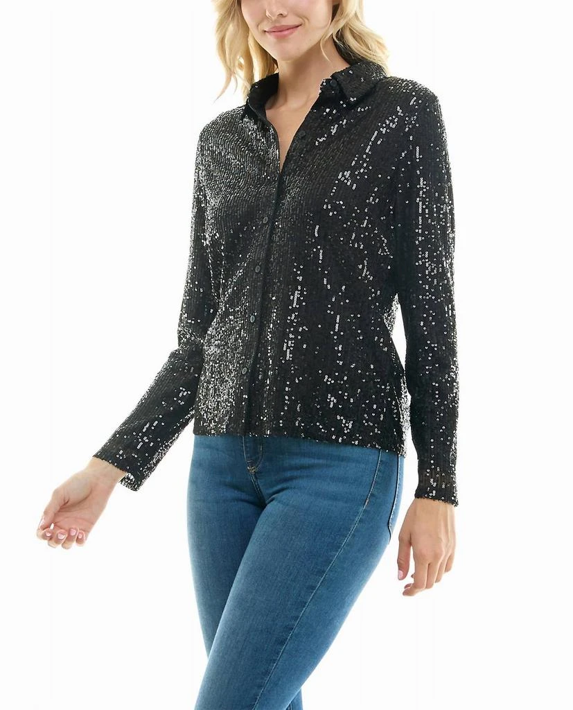 Nicole Miller Nora Sequin Button Front Shirt 3