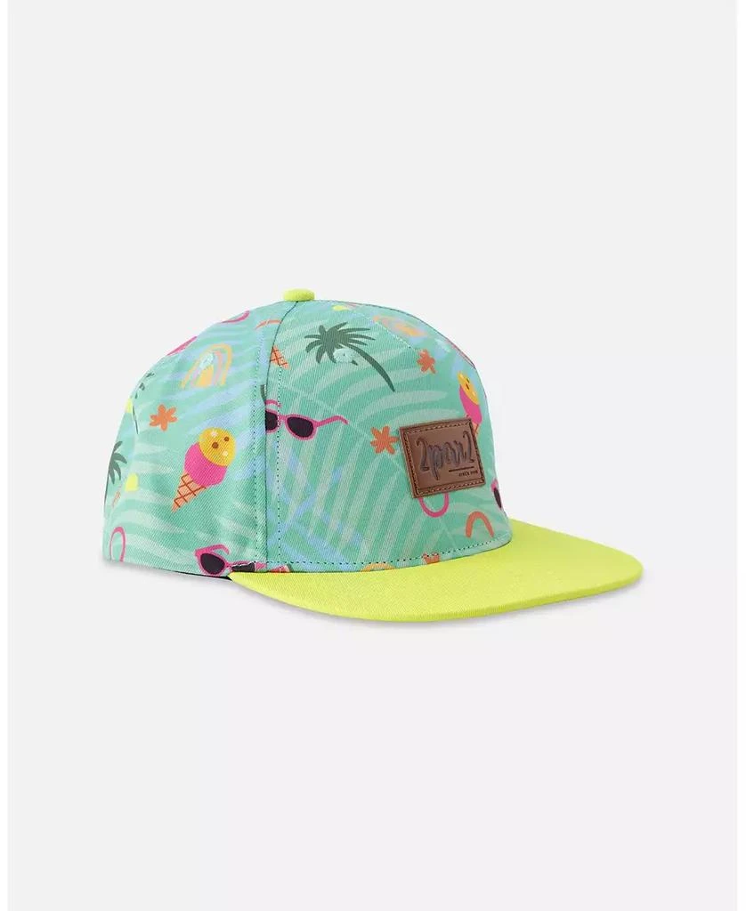 Deux par Deux Baby Girls Cap Green Beach Print