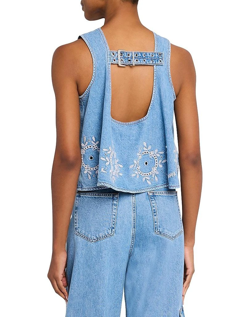 Ganni Broderie Anglaise Denim Top 4