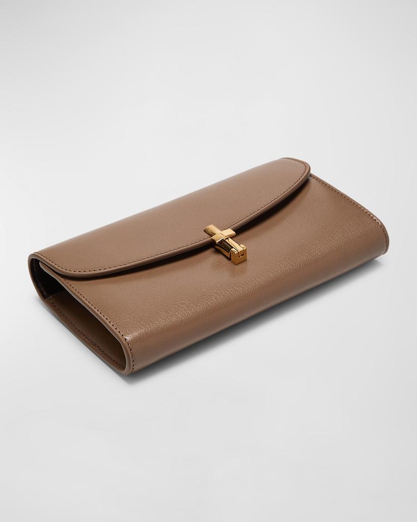 The Row Sofia Continental Wallet in Shiny Kid Leather