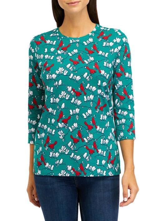 Kim Rogers® Rogers Womens 3 4 Sleeve Crew Neck Printed Shirt 1