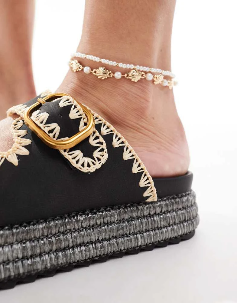 SEQWL SEQWL Owen double strap flatform sandals in black 3