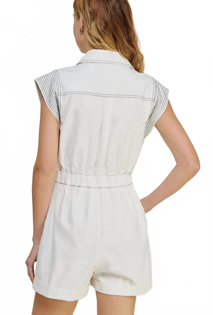 Strut & Bolt Women's Top Stitch Panel Details Romper In White 2