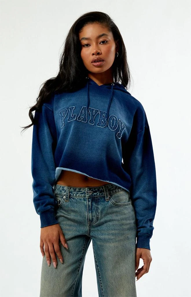 Playboy By PacSun Frayed Applique Cropped Hoodie 1