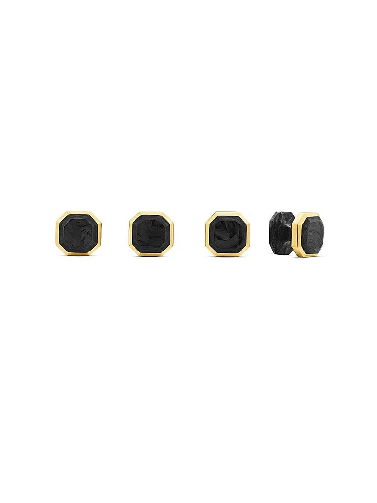 David Yurman Forged Carbon Tuxedo Studs in 18K Yellow Gold 1