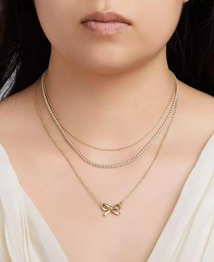 Unwritten Cubic Zirconia Bow Layered Necklace Set 9