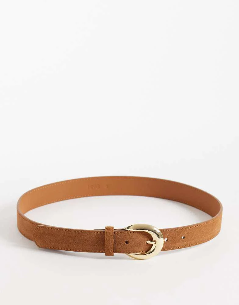 Mango Mango classic sude belt with gold hardware in tan