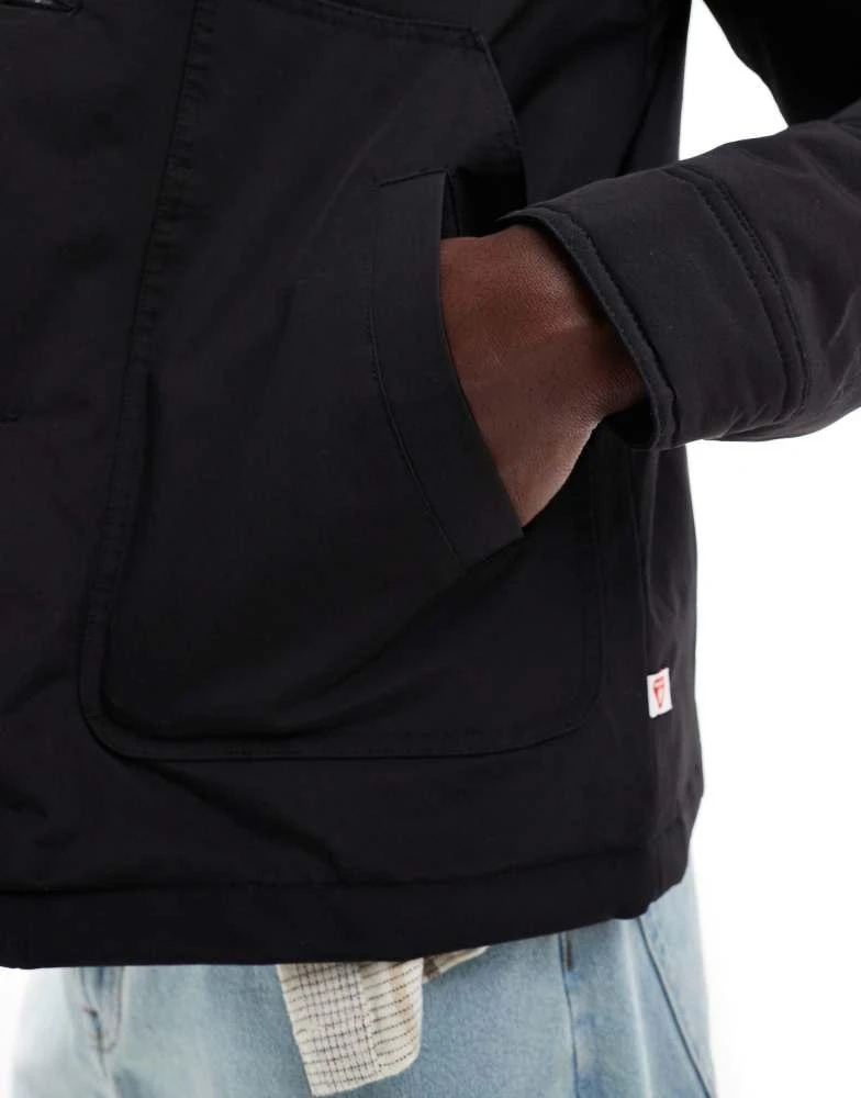 Farah Farah telex wadded overshirt jacket in black 2