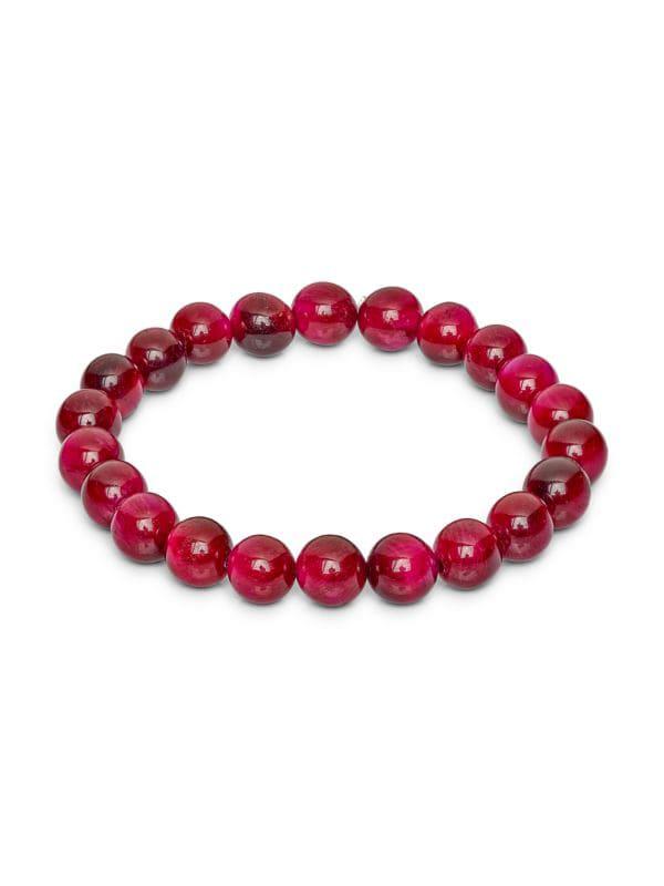 Jean Claude Magenta Tigers Eye Beaded Bracelet