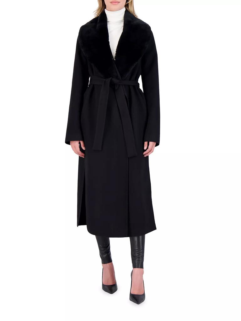 Gorski Wool Short Coat with Shearling Lamb Collar