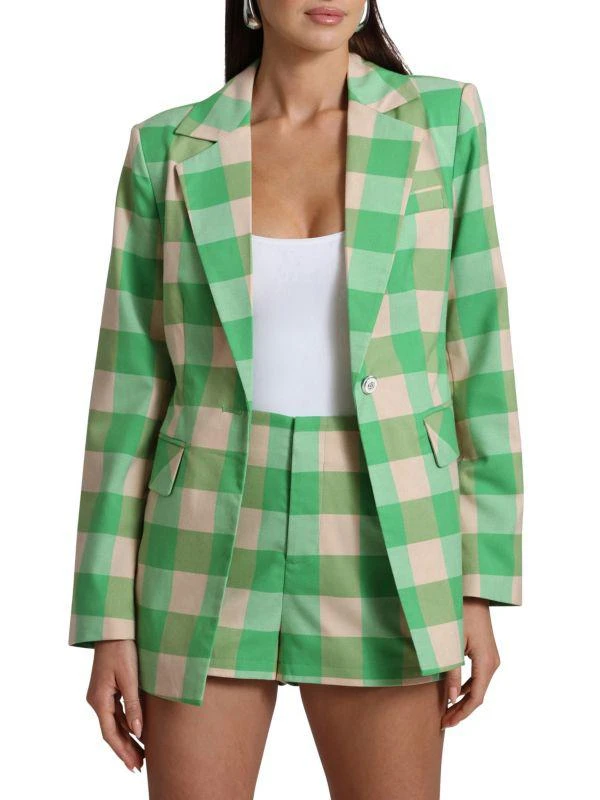 Avec Les Filles 2-Piece Gingham Blazer & Shorts Set 1