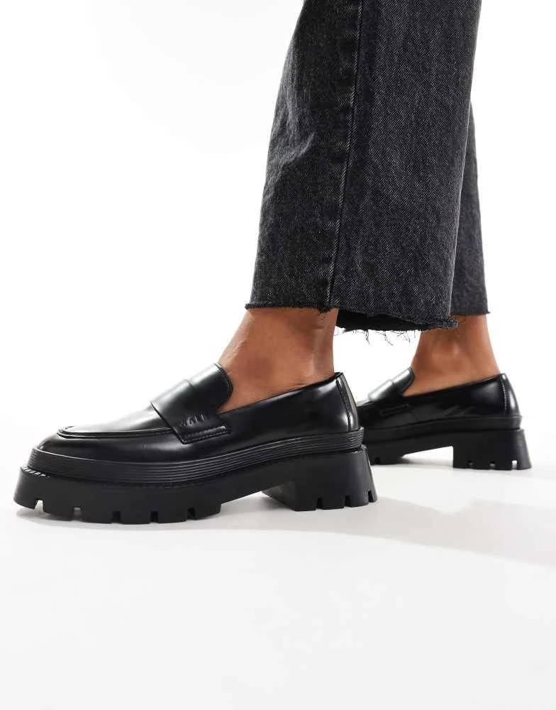 WALK LONDON Walk London Kate saddle loafer in black smooth leather 3