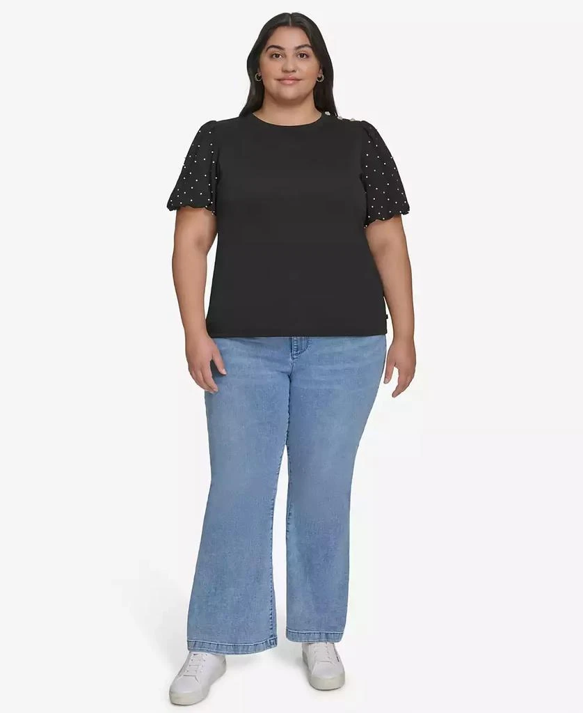 Karl Lagerfeld Paris Plus Size Embellished Puff-Sleeve T-Shirt, Exclusively at Macy's 5