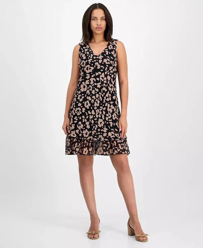 Robbie Bee Petite Animal-Print V-Neck Sleeveless Dress 1
