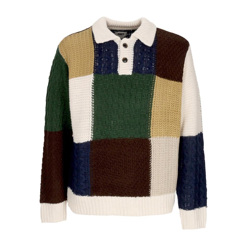 Obey Oliver Patchwork Sweater Unbleached Multi Men's Sweater