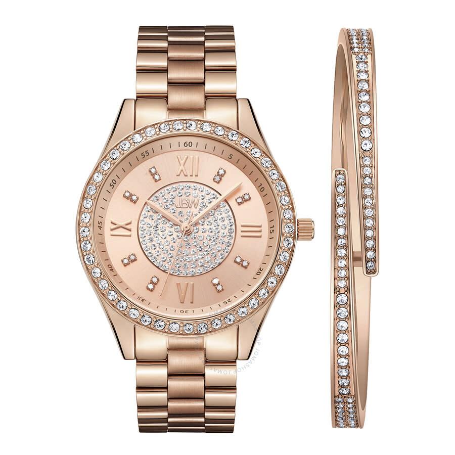 Jbw Mondrian Jewelry Set Rose Gold-tone Dial Ladies Watch J6303-SetC