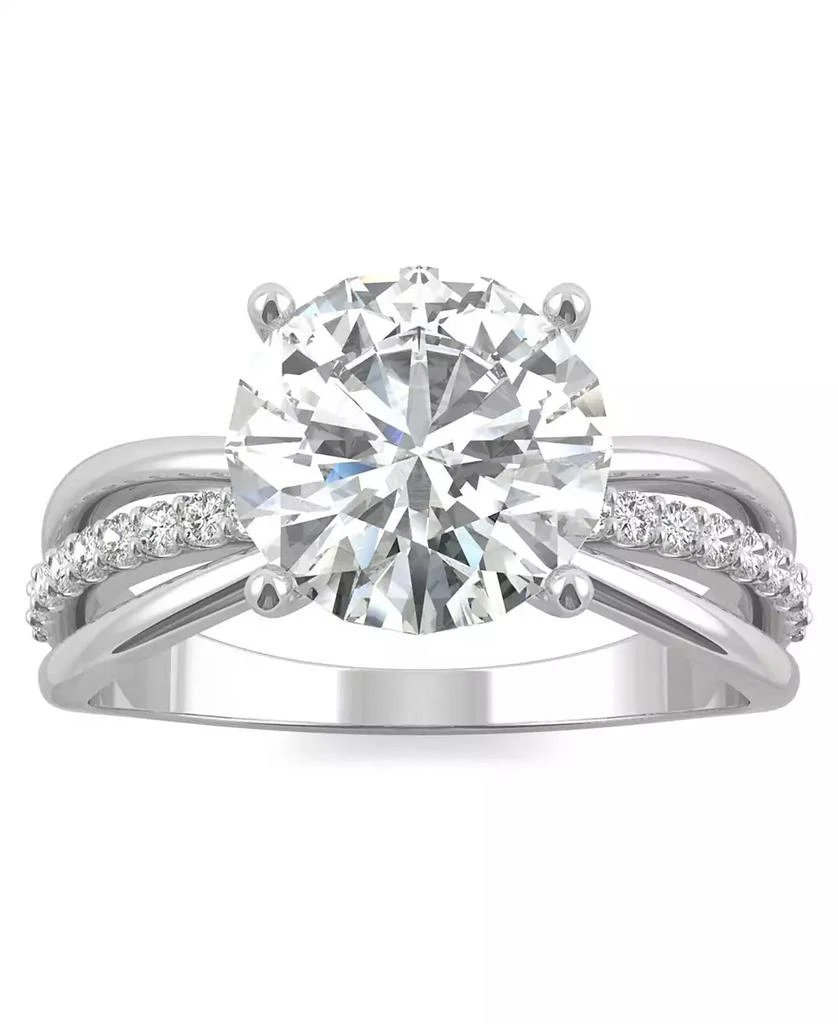 Charles & Colvard Moissanite Round Solitaire with Sides Ring (2-9/10 ct. tw. Diamond Equivalent) in 14k White Gold 3