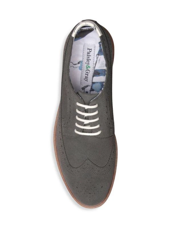 Paisley and Gray Wingtip Oxford Brogues 4