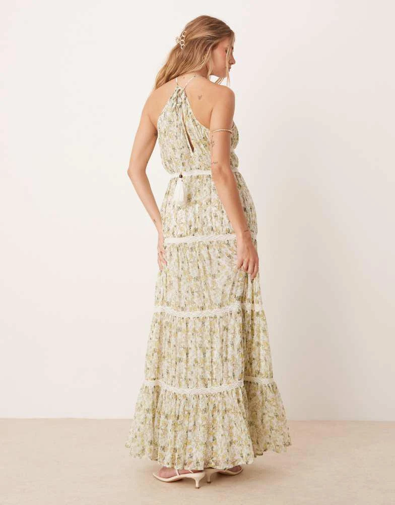 Shop ASOS DESIGN halter maxi dress with embroidery trim in ditsy floral  print on Sale at BeyondStyle  Get 60% Off ASOS DESIGN halter maxi dress  with embroidery trim in ditsy floral