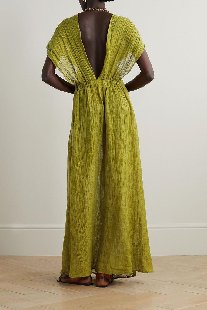 SAVANNAH MORROW Fiori twist-front cutout linen and cotton