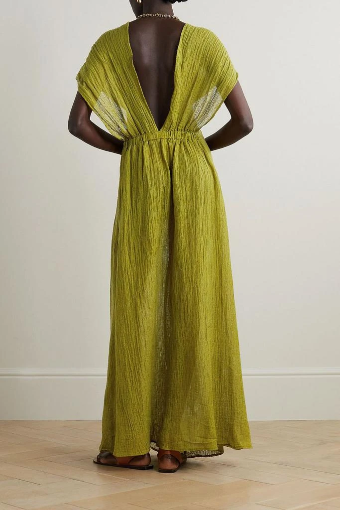 SAVANNAH MORROW Fiori twist-front cutout linen and cotton-blend gauze maxi dress 3