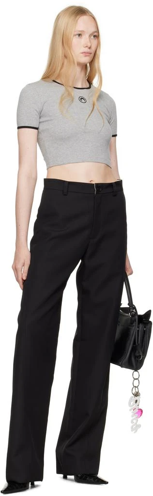 MARINE SERRE Gray Moon Logo Jersey Cropped T-shirt 4