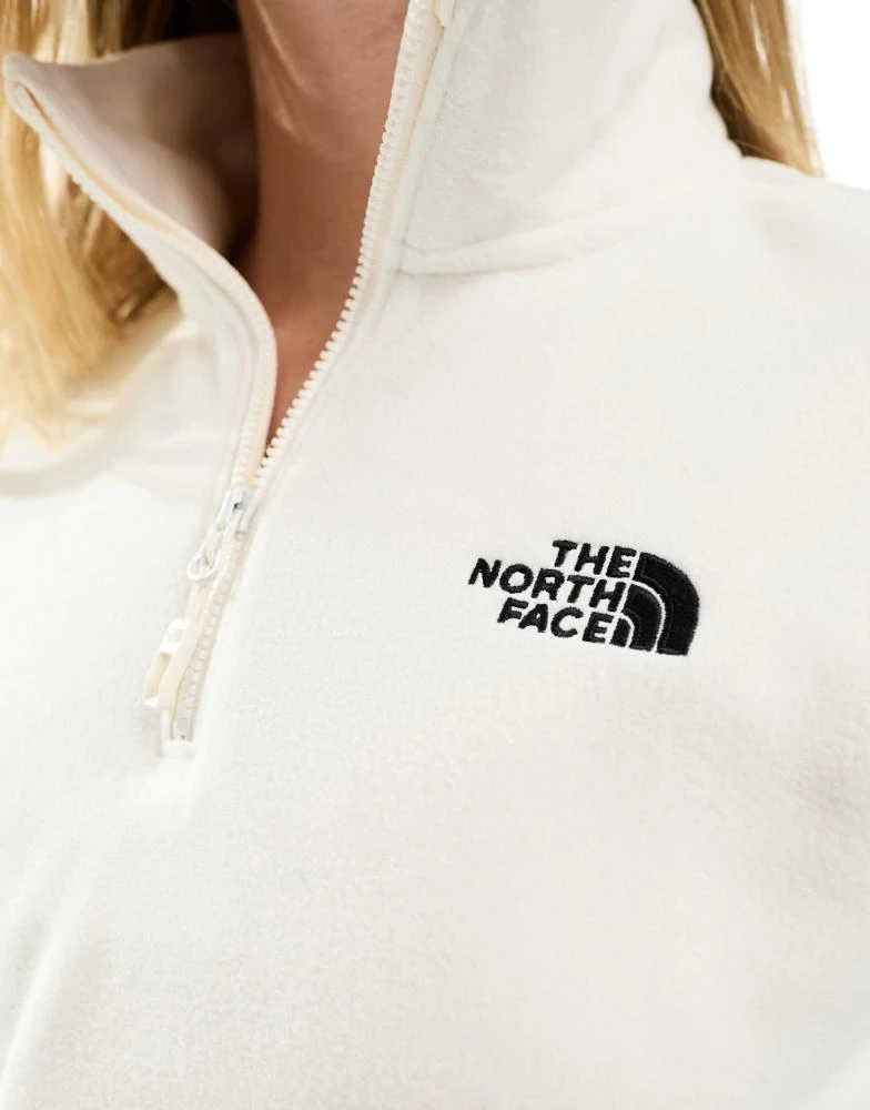 The North Face The North Face Glacier 1/4 zip logo fleece in off white 3