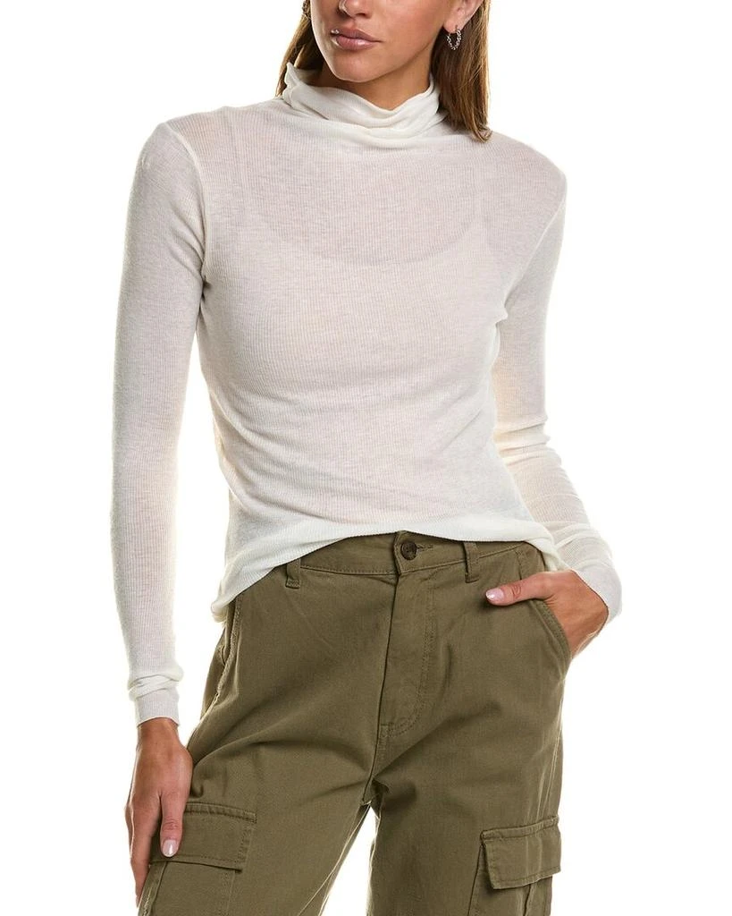 James Perse Rib Funnel Neck Cashmere-Blend Top 1