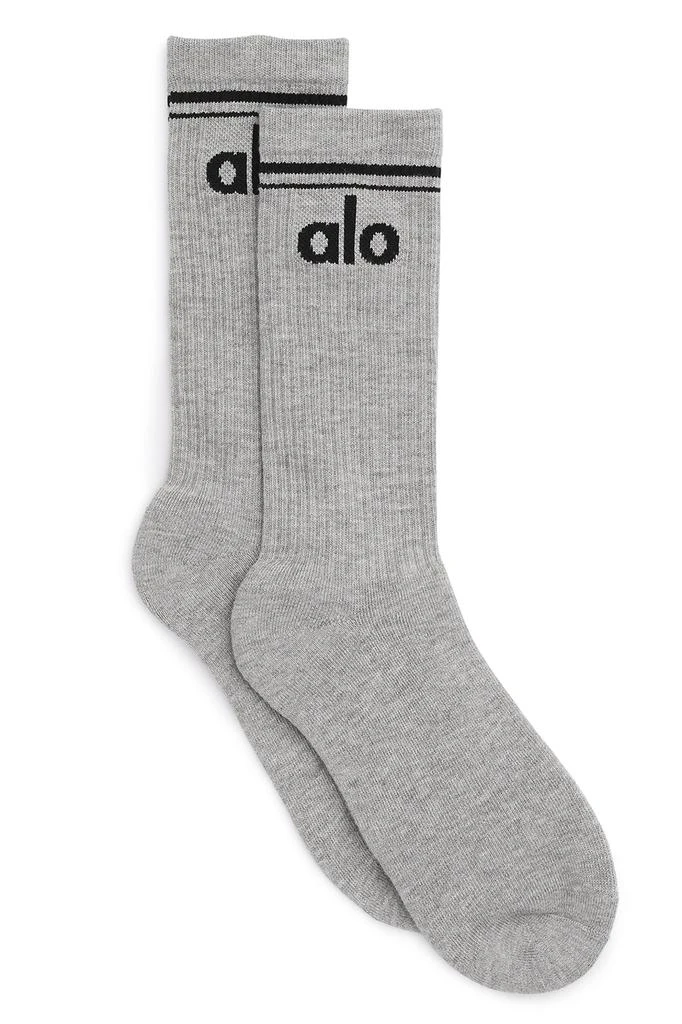 Alo Unisex Throwback Sock - Athletic Heather Grey/Black 1