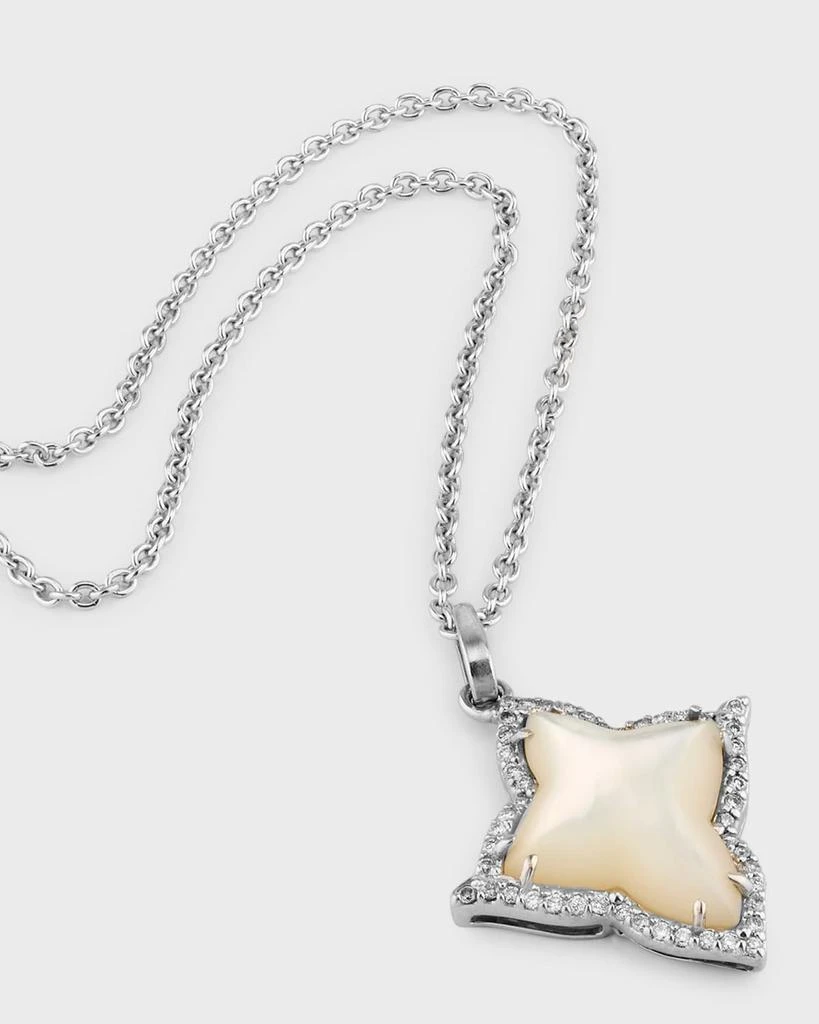 Piranesi 18K White Gold Mother of Pearl Cross with Diamonds Pendant Necklace 3