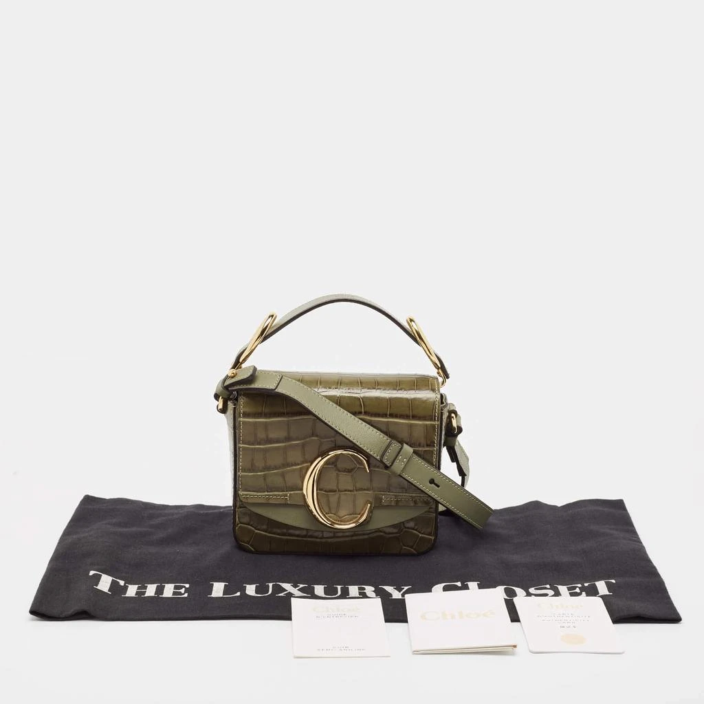 Chloé Chloé Two Tone Green Croc Embossed Leather Mini C Top Handle Bag 11