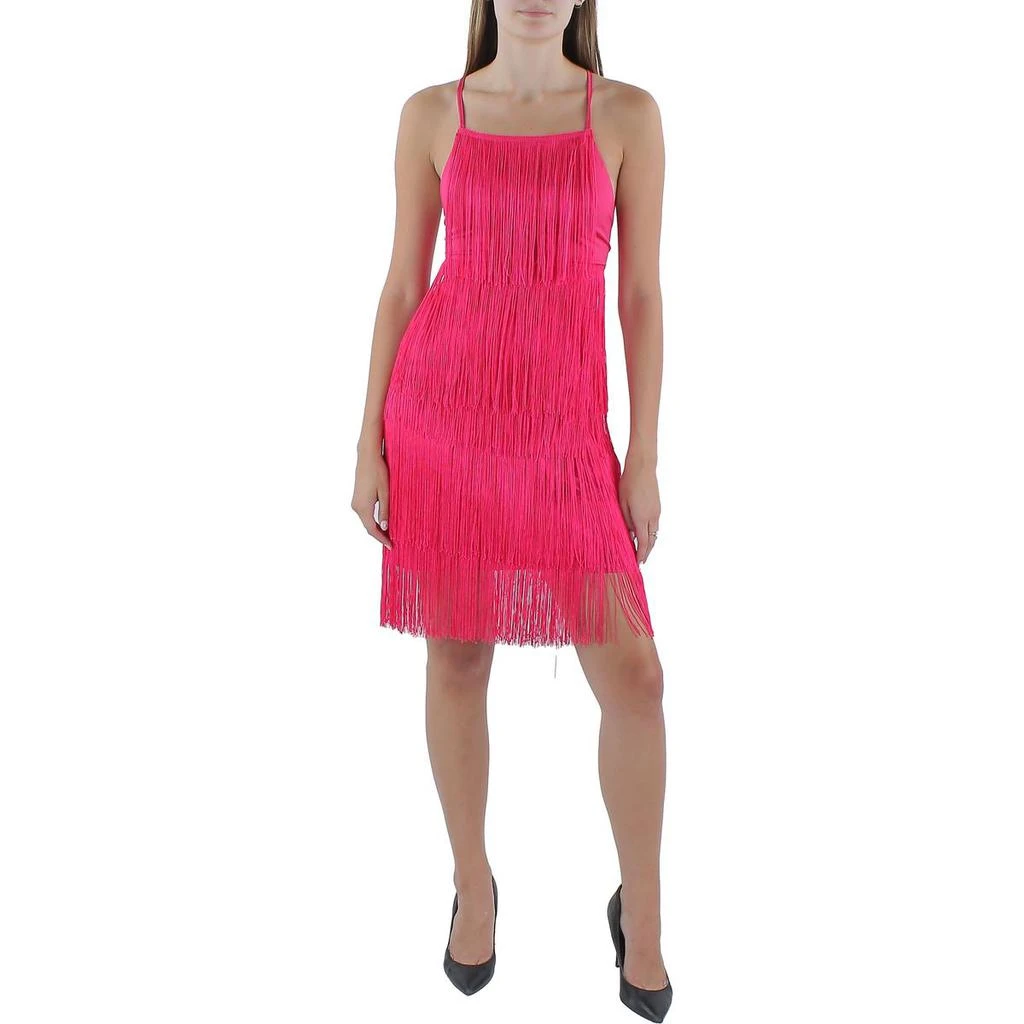 Bebe Womens Fringe Mini Cocktail And Party Dress 3