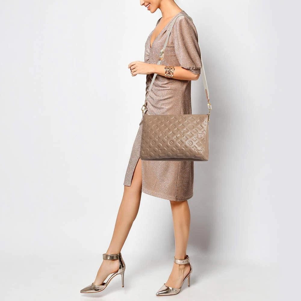 Louis Vuitton Louis Vuitton Taupe Monogram Puffy Leather Coussin MM Bag 2