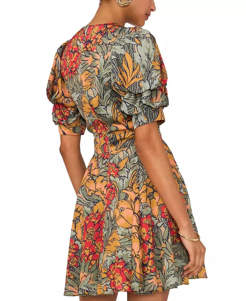 1. State Women's Floral V-Neck Tiered Bubble Puff Sleeve Mini Dress 2