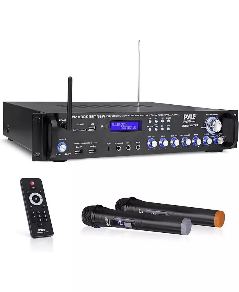 Pyle 3000W Bluetooth Hybrid Amplifier Receiver with VHF Mics 
Multi-Input Support