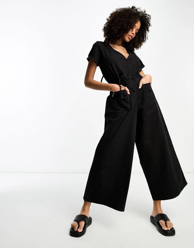 ASOS ASOS DESIGN soft denim jumpsuit in black 4