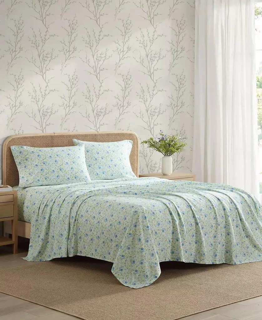 Laura Ashley Rowena 300-Thread Count Cotton Sateen 4-Pc. Sheet Set 2