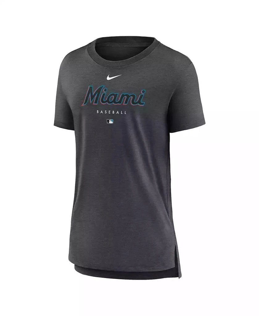 NIKE Women's Heather Charcoal Miami Marlins Authentic Collection Early Work Tri-Blend T-shirt 2