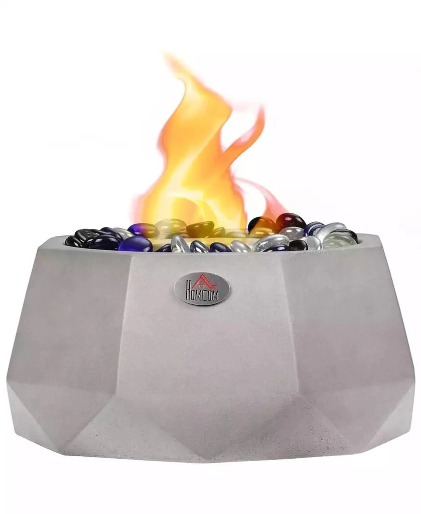 HOMCOM 9" Portable Concrete Tabletop Fireplace Light Grey 2