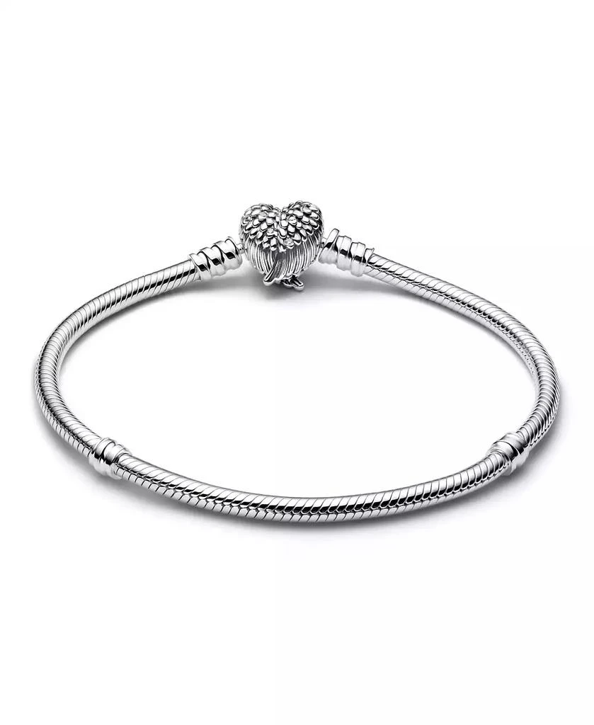 PANDORA Sterling Silver Heart Wings Clasp Snake Chain Bracelet 2