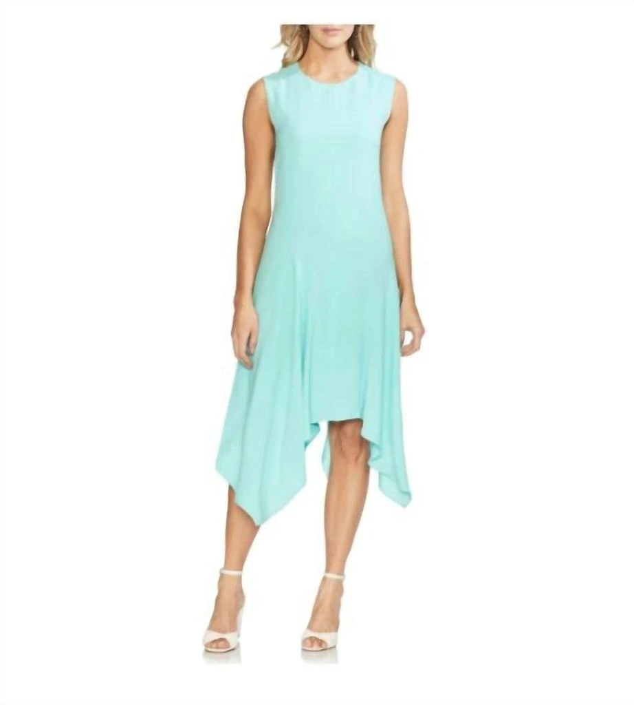 Vince Camuto Asymmetric Shift Midi Dress In Turquoise Blue 1