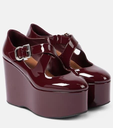 Alaïa Criss Cross patent leather wedges 1