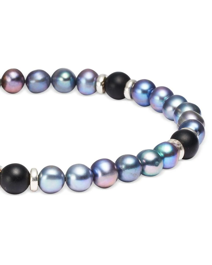 Jan Leslie Gray Freshwater Pearl 
Matte Black Agate Beaded Bracelet 2